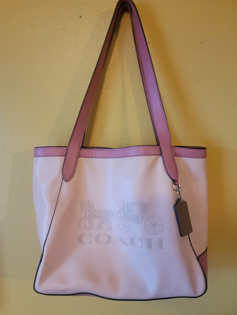 Coach Pink Leather Tote Bag With Full Wallet
